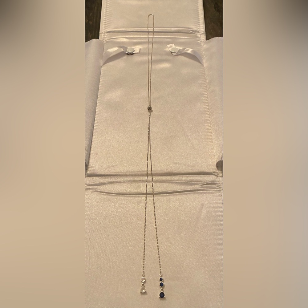 PERÚ SILVER Lariat necklace silver and crystal